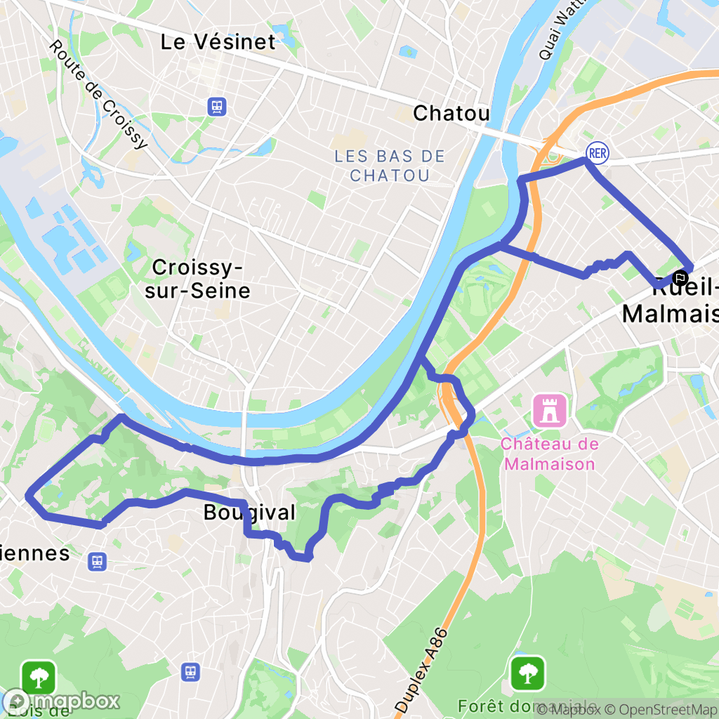 Rueil-Malmaison : carte du parcours de randonnée - France