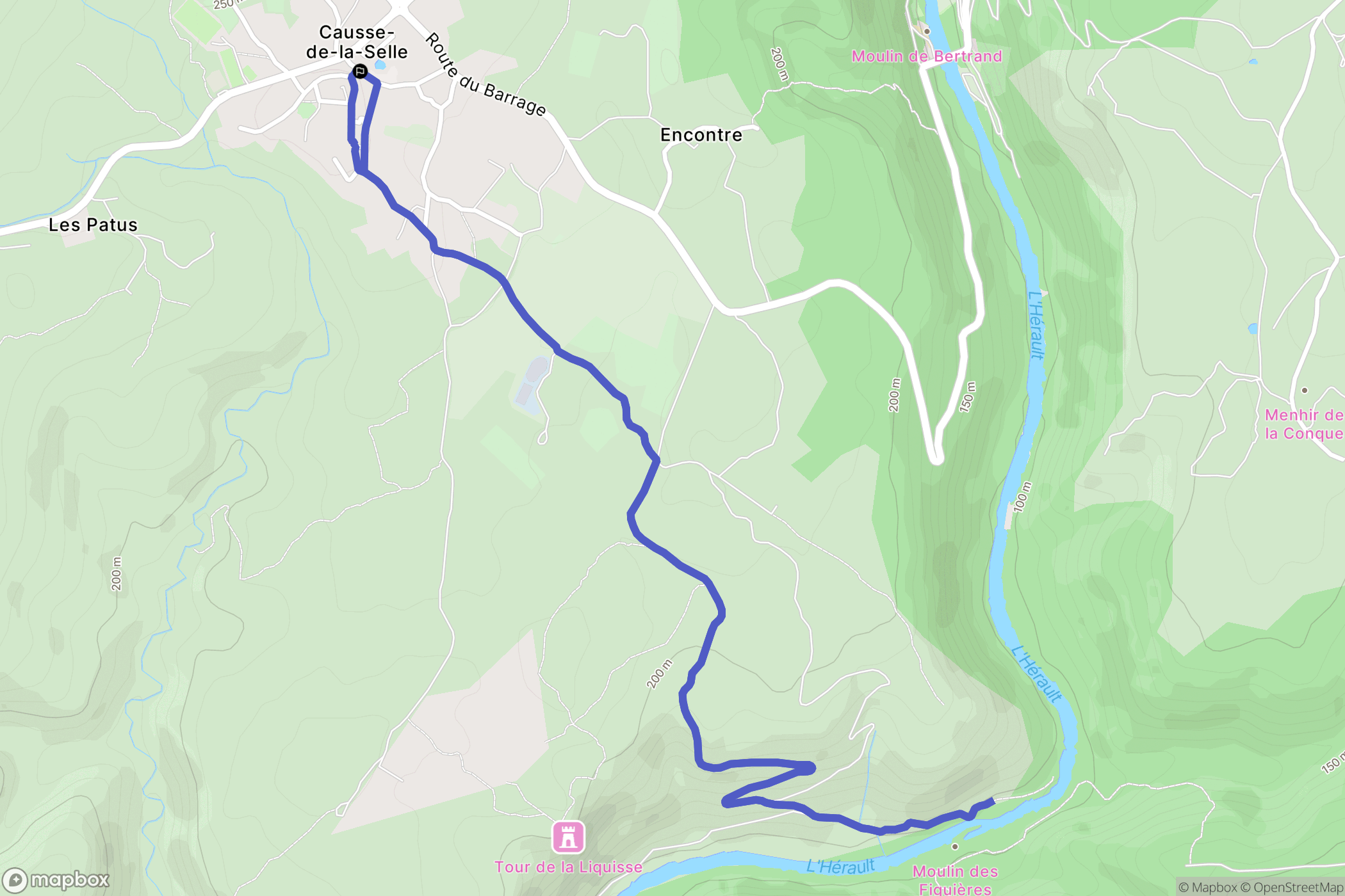 Causse-de-la-Selle : carte du parcours de randonnée - France