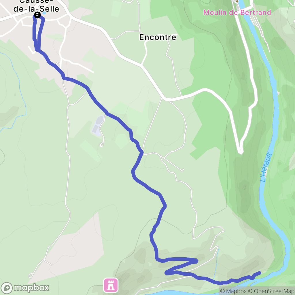 Causse-de-la-Selle : carte du parcours de randonnée - France
