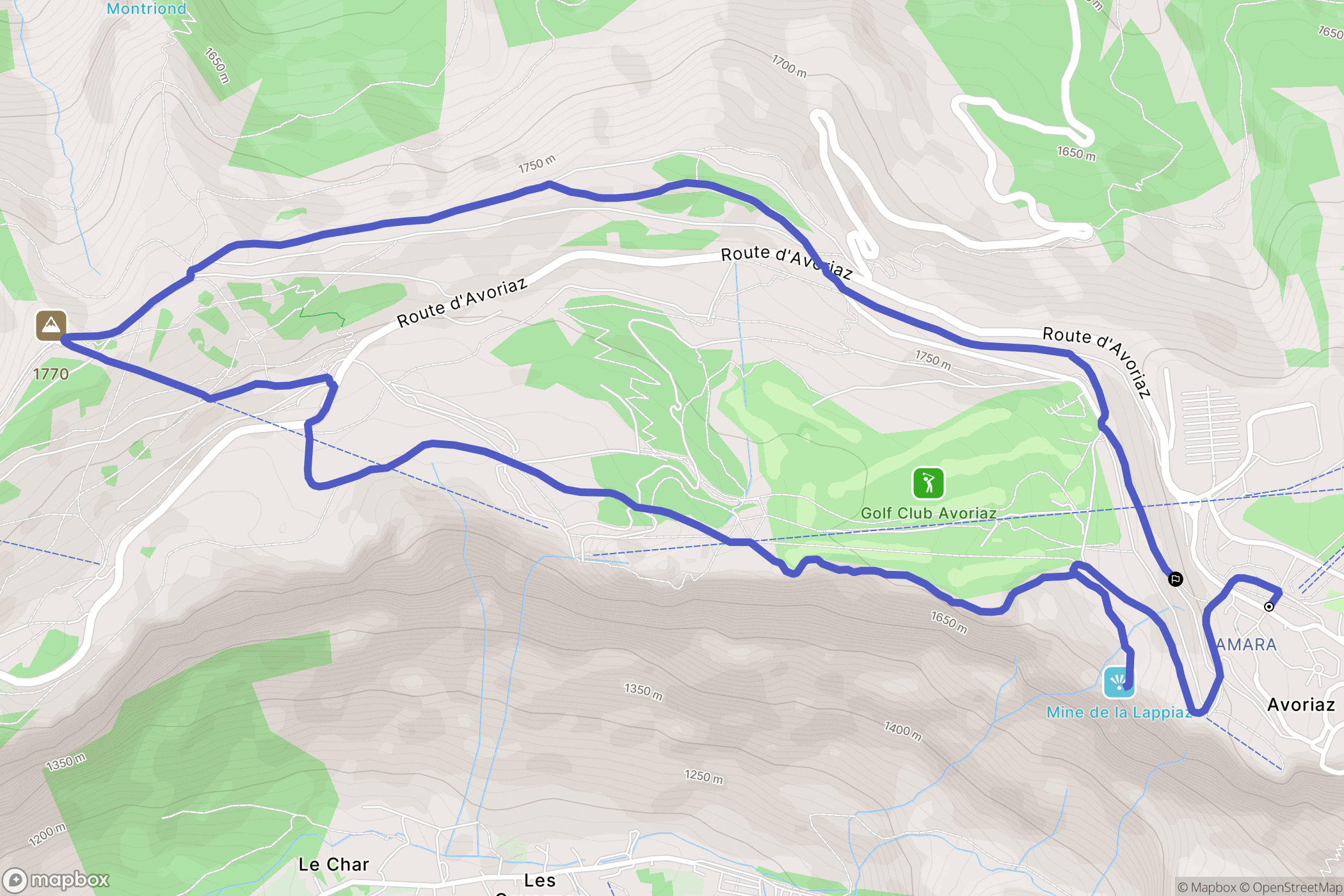 Morzine : carte du parcours de randonnée - France