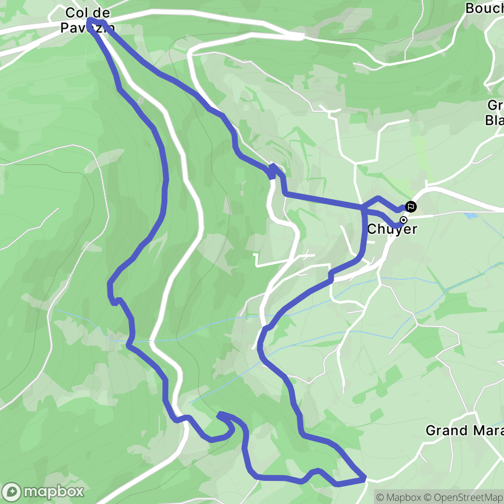 Chuyer : carte du parcours de randonnée - France