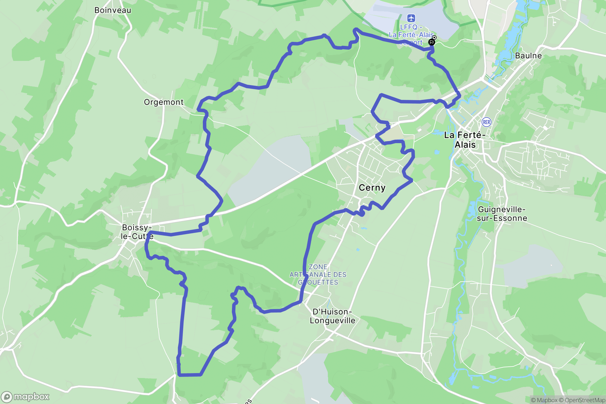Cerny : carte du parcours de randonnée - France