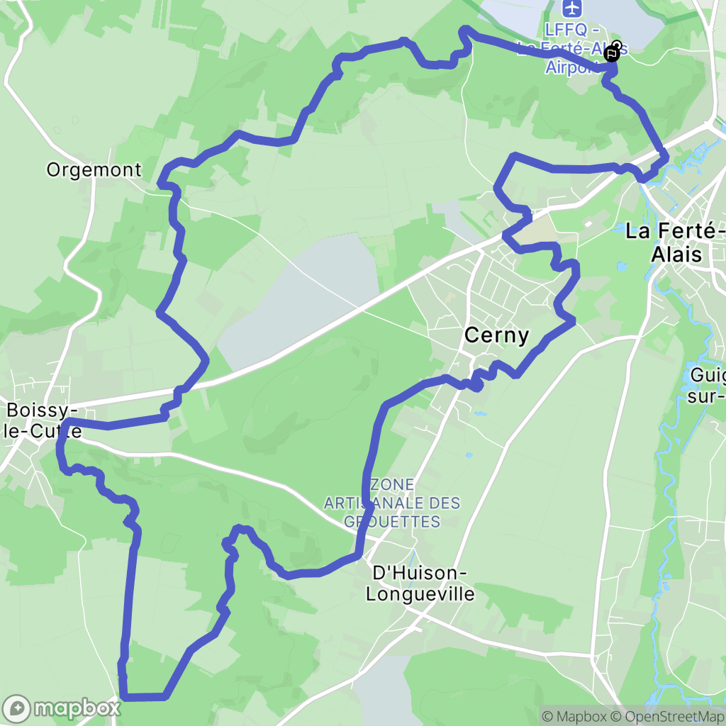 Cerny : carte du parcours de randonnée - France