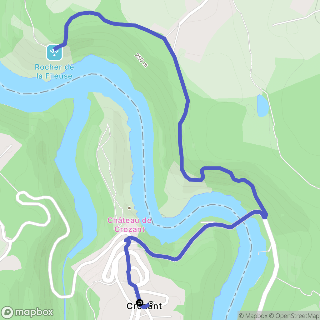 Crozant : carte du parcours de randonnée - France