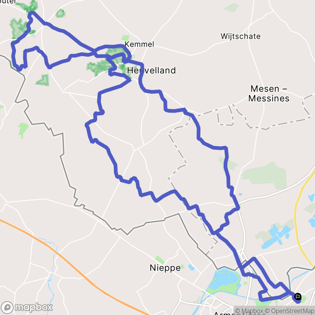 Houplines : carte du parcours de randonnée - France