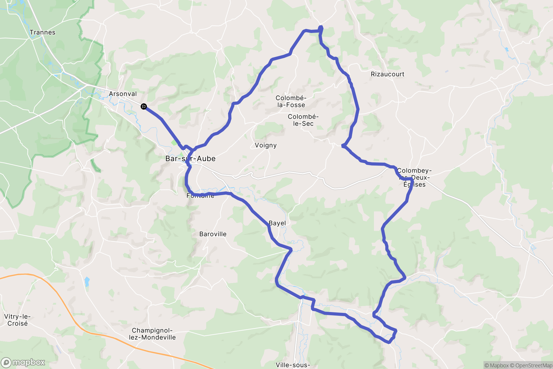 Montier-en-l'Isle : carte du parcours de randonnée - France