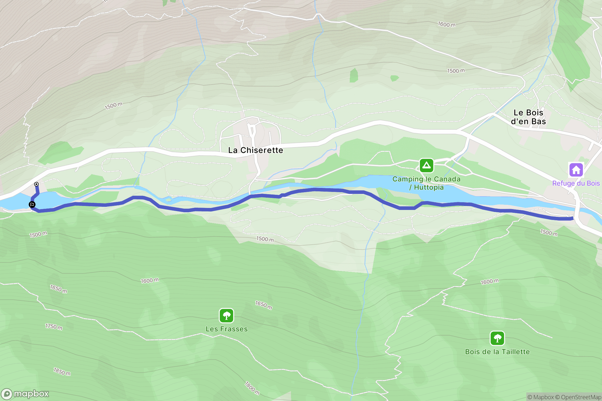 Champagny-en-Vanoise : carte du parcours de randonnée - France