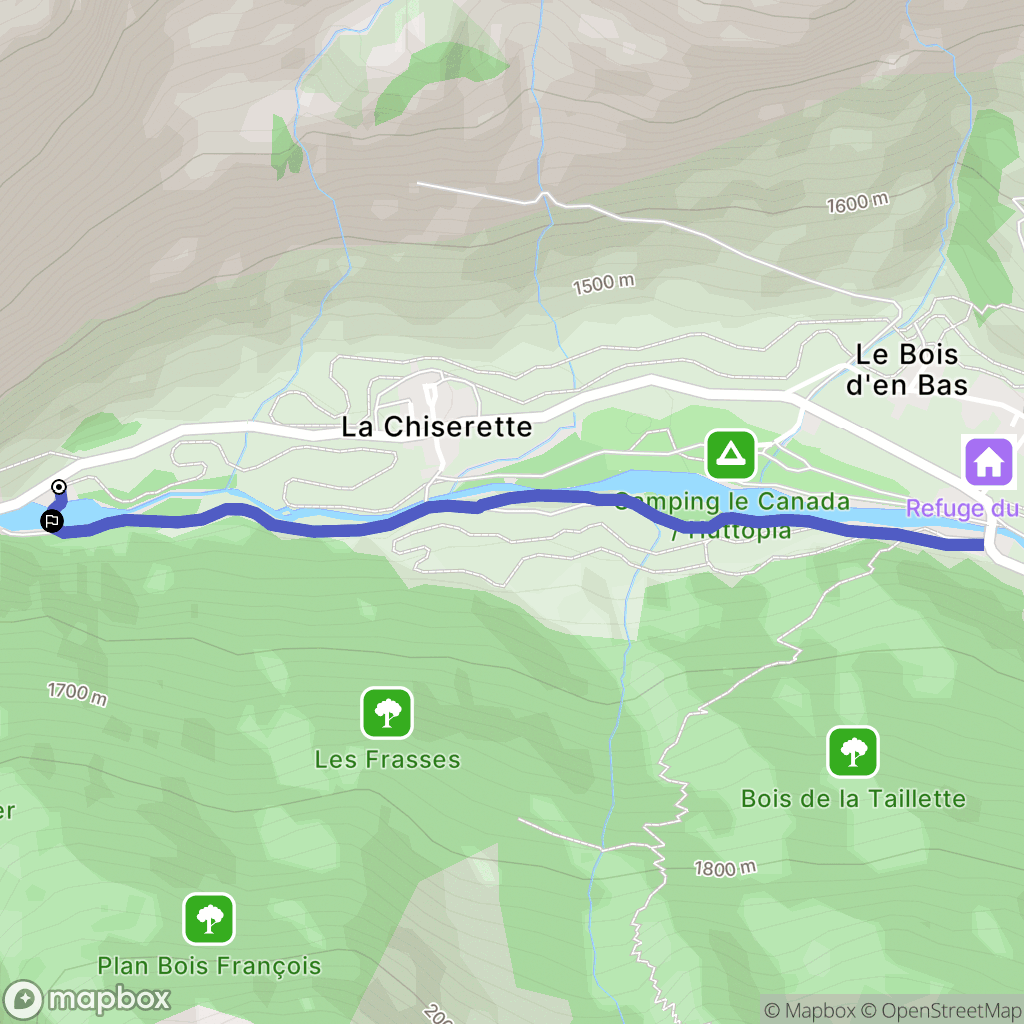 Champagny-en-Vanoise : carte du parcours de randonnée - France