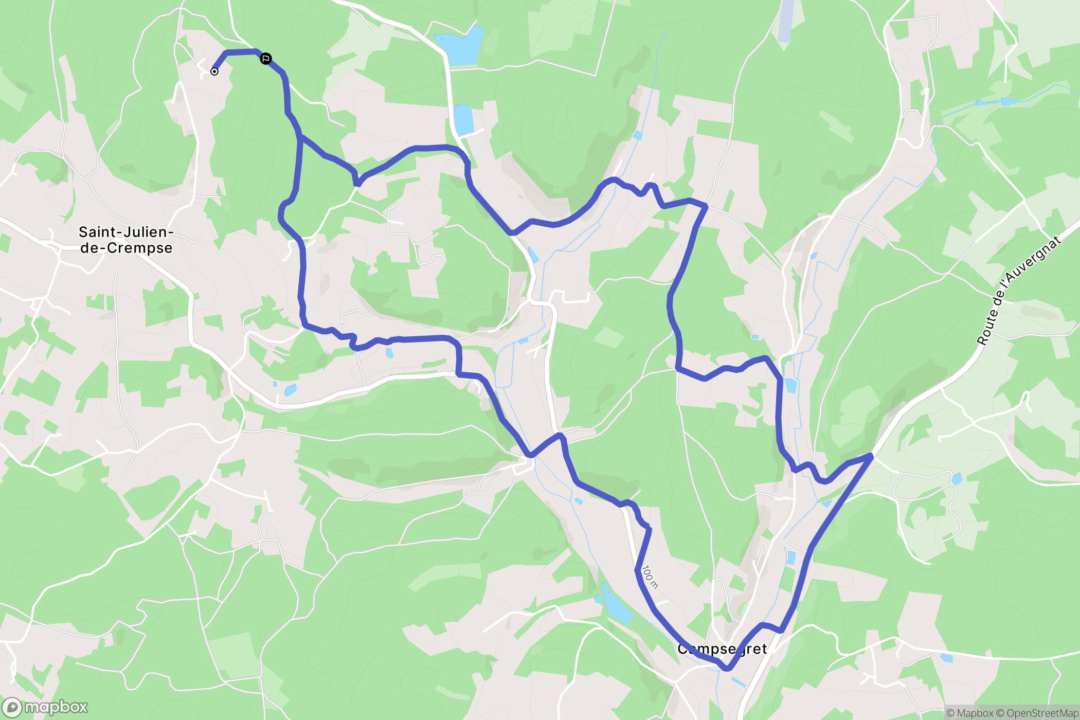 Eyraud-Crempse-Maurens : carte du parcours de randonnée - France