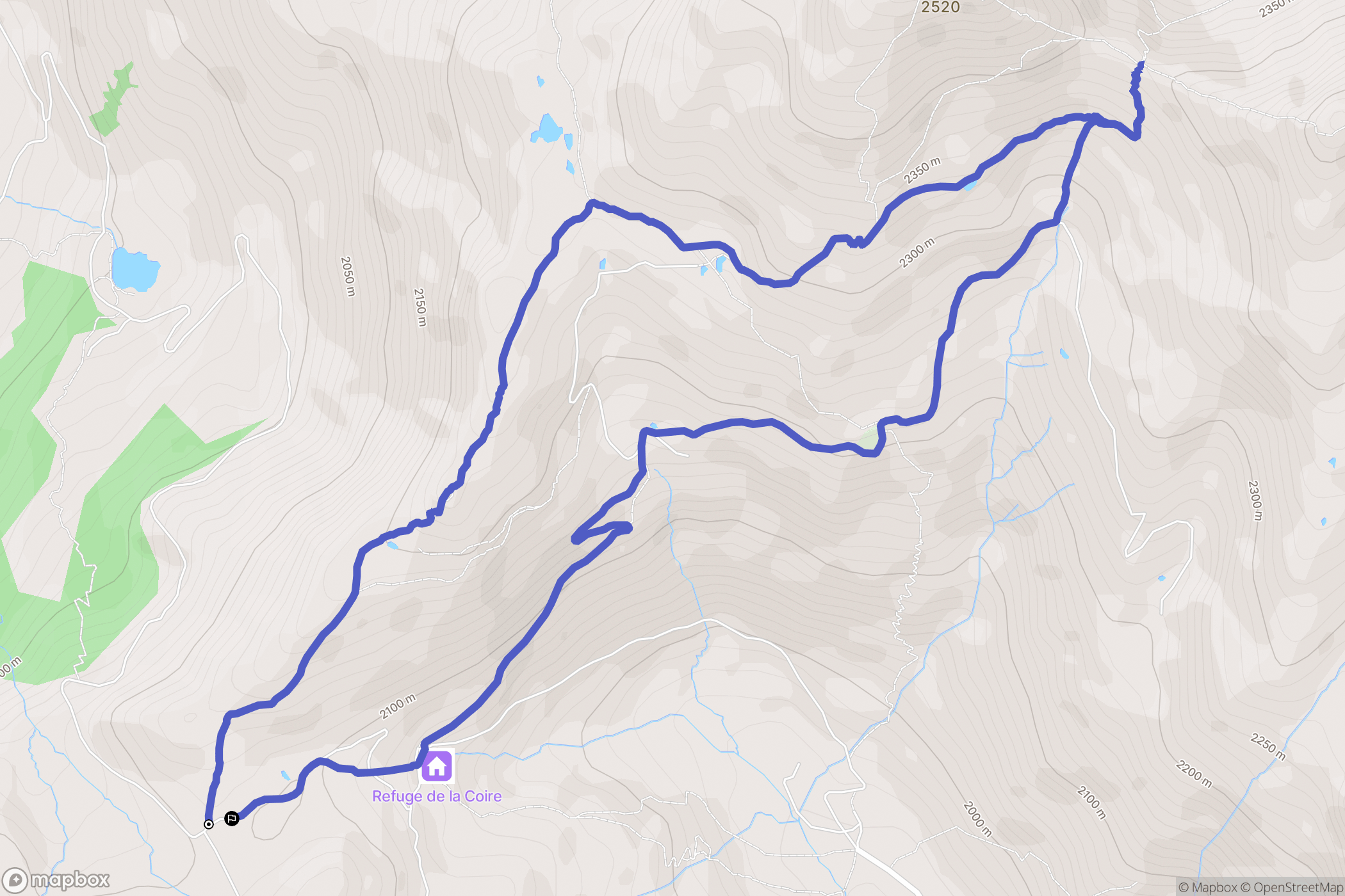 Aime-la-Plagne : carte du parcours de randonnée - France