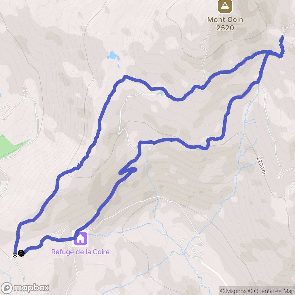 Aime-la-Plagne : carte du parcours de randonnée - France