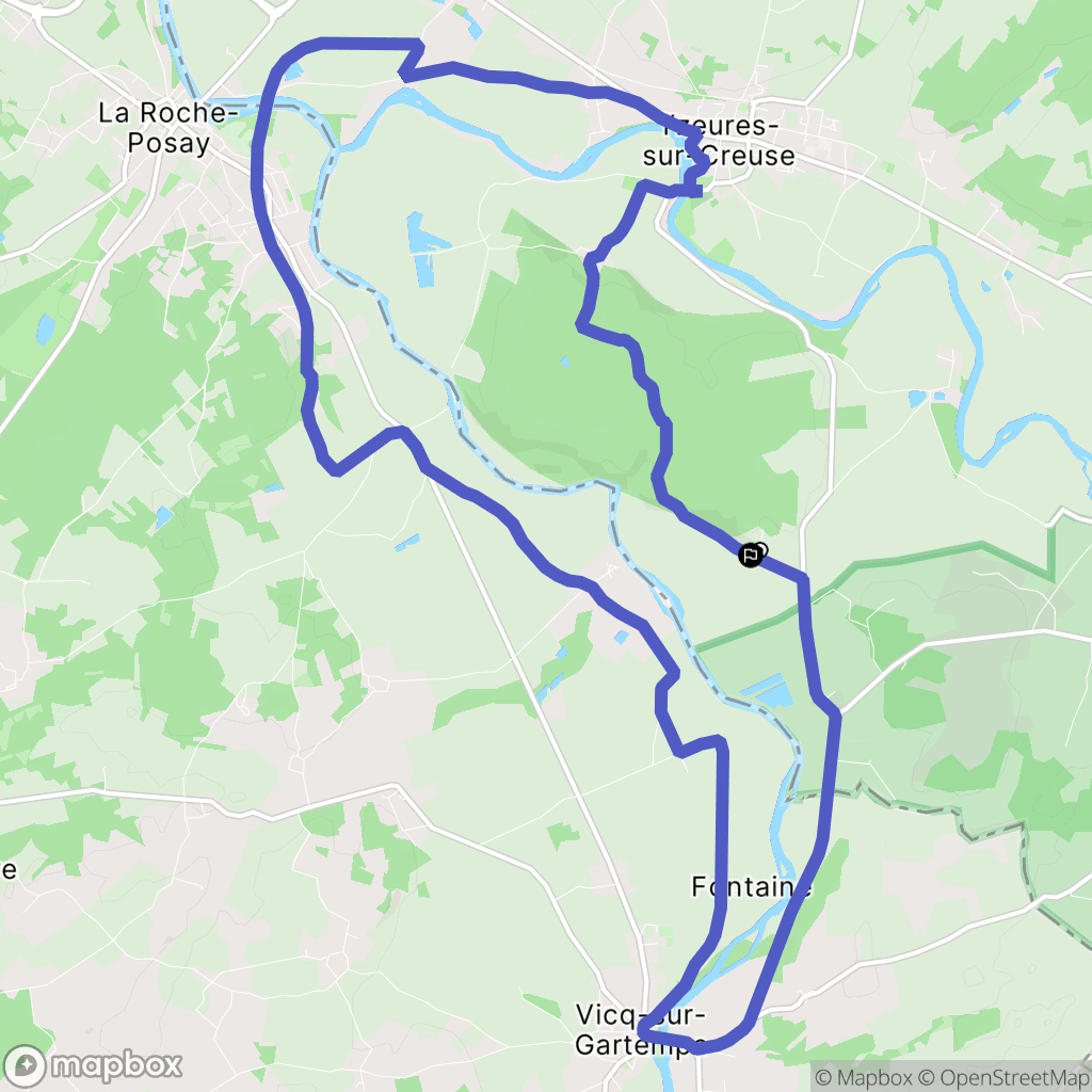 Yzeures-sur-Creuse : carte du parcours de randonnée - France