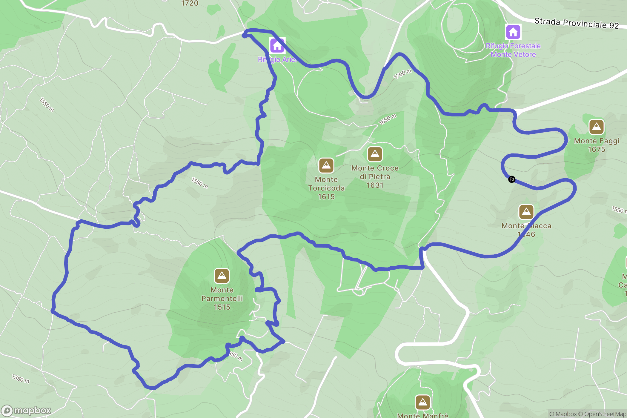 : carte du parcours de randonnée - Italy