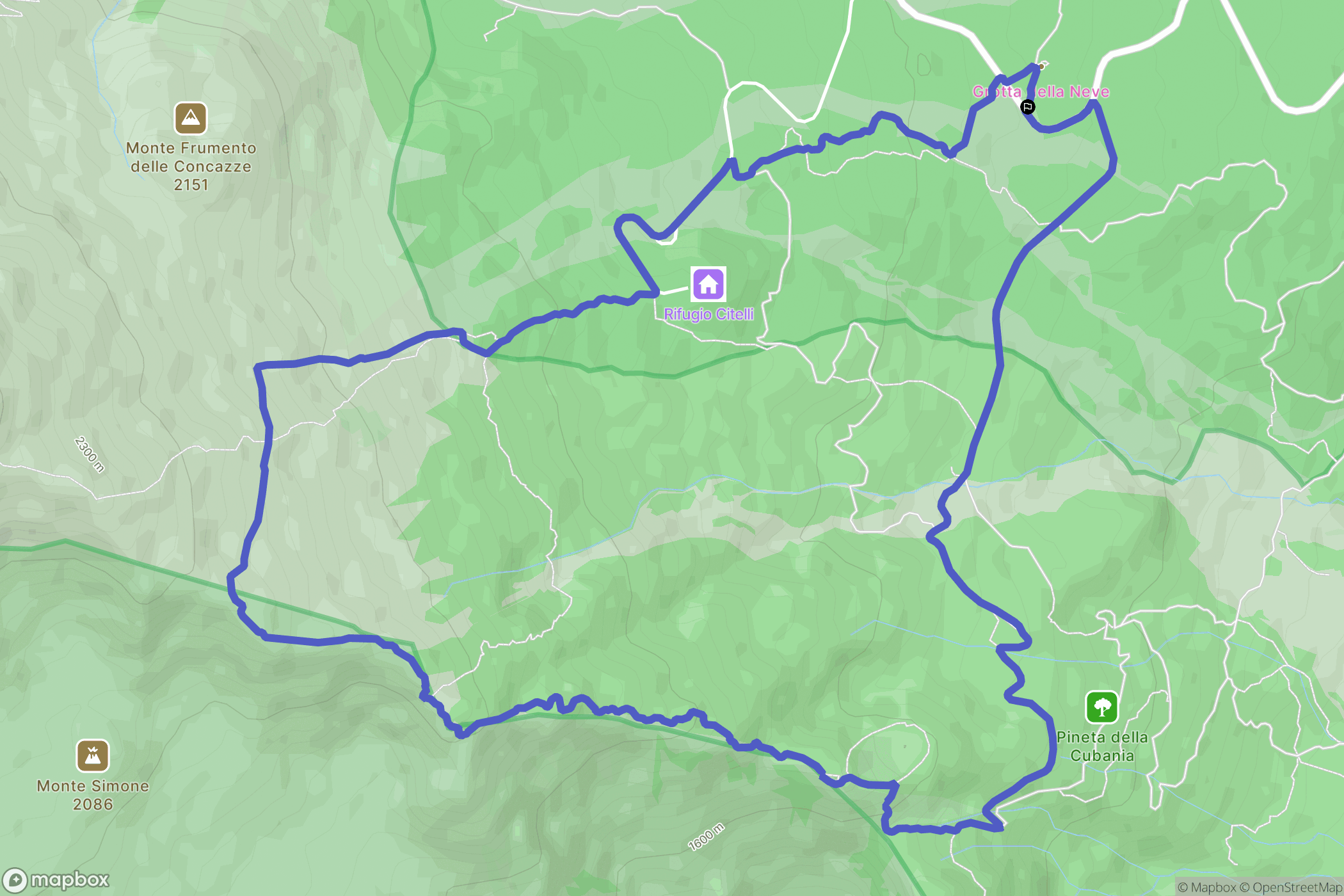  : carte du parcours de randonnée - Italy