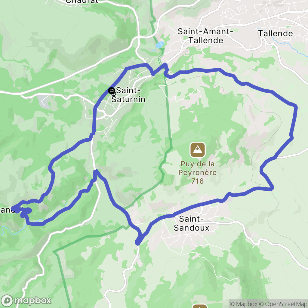 Saint-Saturnin : carte du parcours de randonnée - France