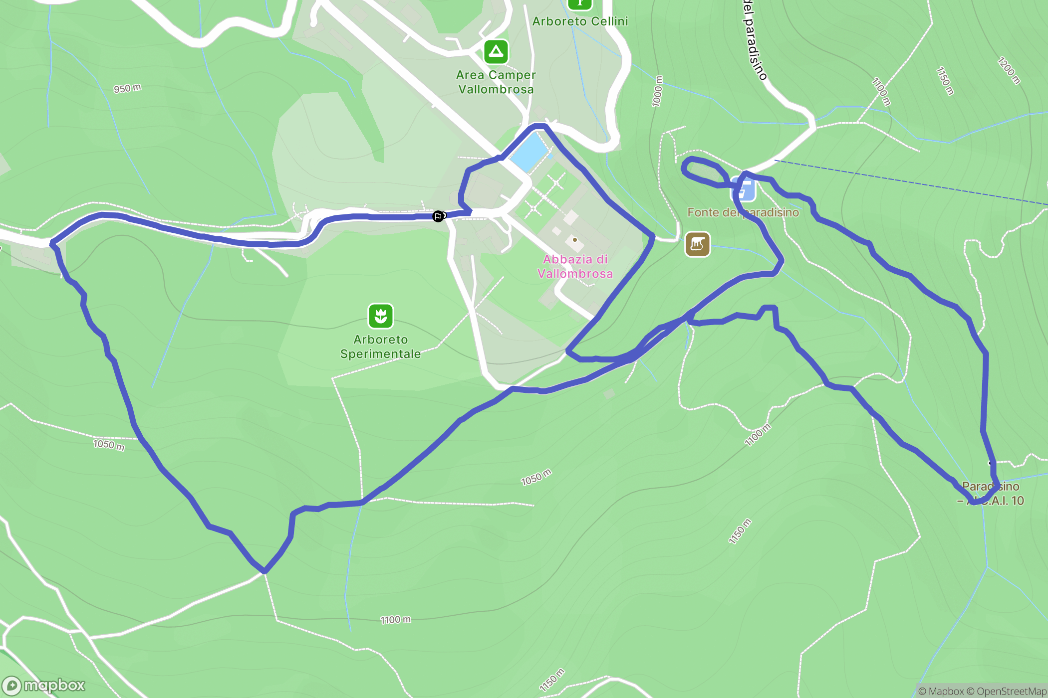 Vallombrosa : carte du parcours de randonnée - Italy