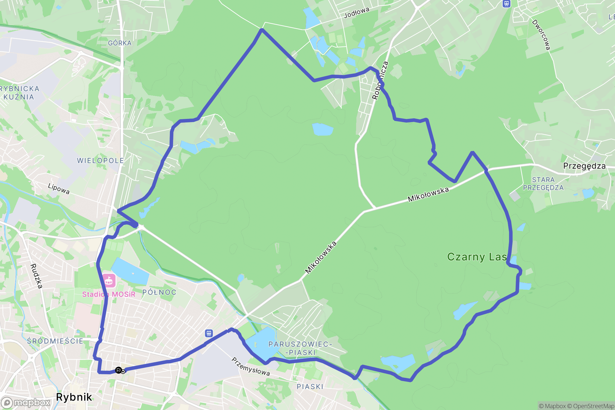 Rybnik: mapa trasy - Poland