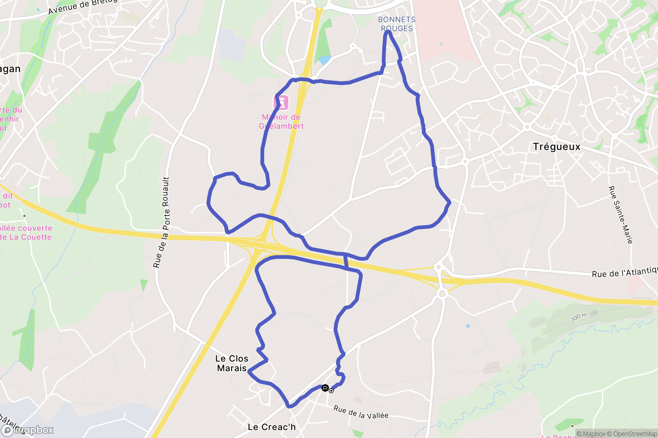 Plédran : carte du parcours de randonnée - France