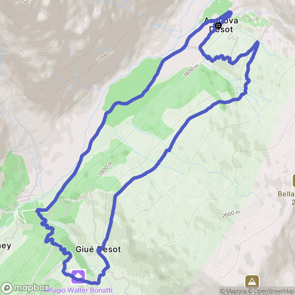 : carte du parcours de randonnée - Italy