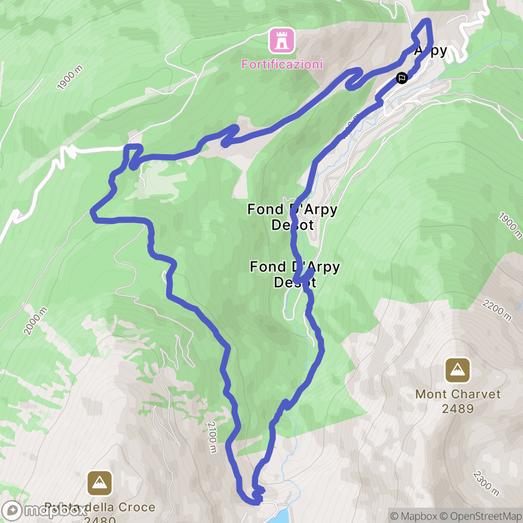 Arpy : carte du parcours de randonnée - Italy