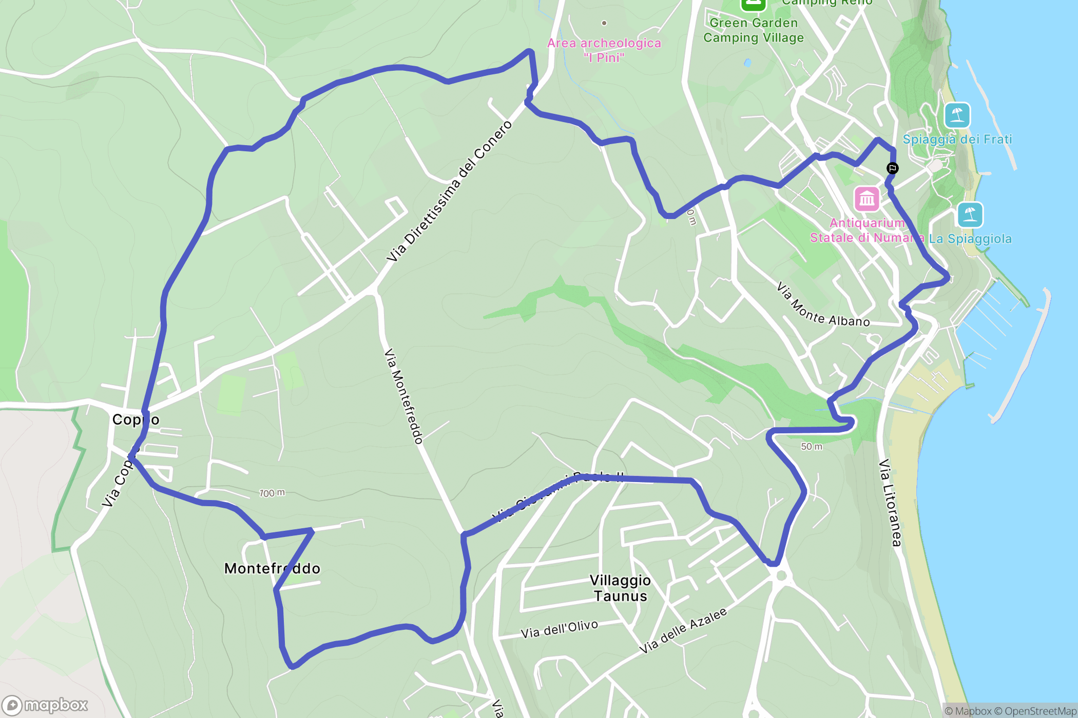 Numana : carte du parcours de randonnée - Italy