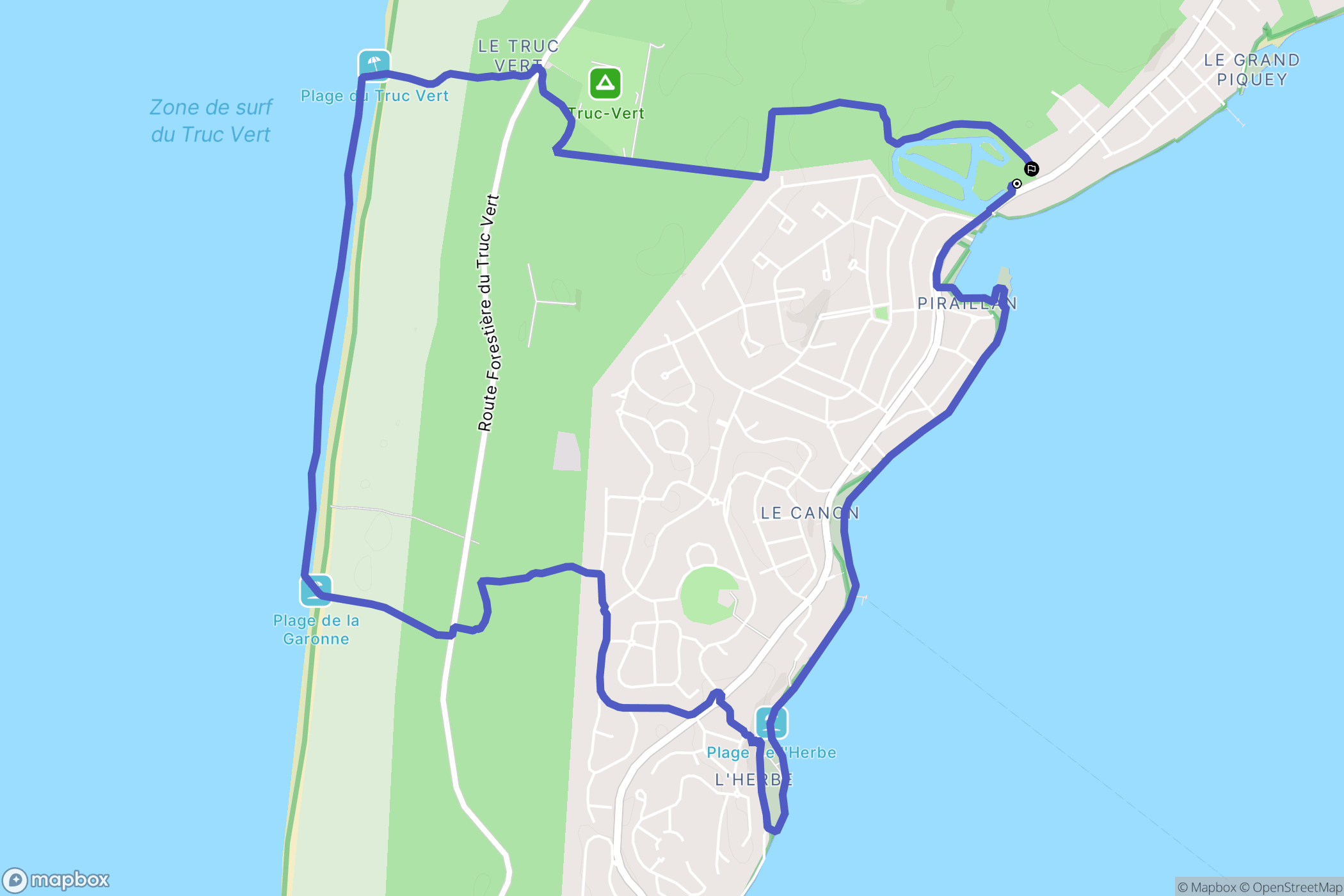 Lège-Cap-Ferret : carte du parcours de randonnée - France