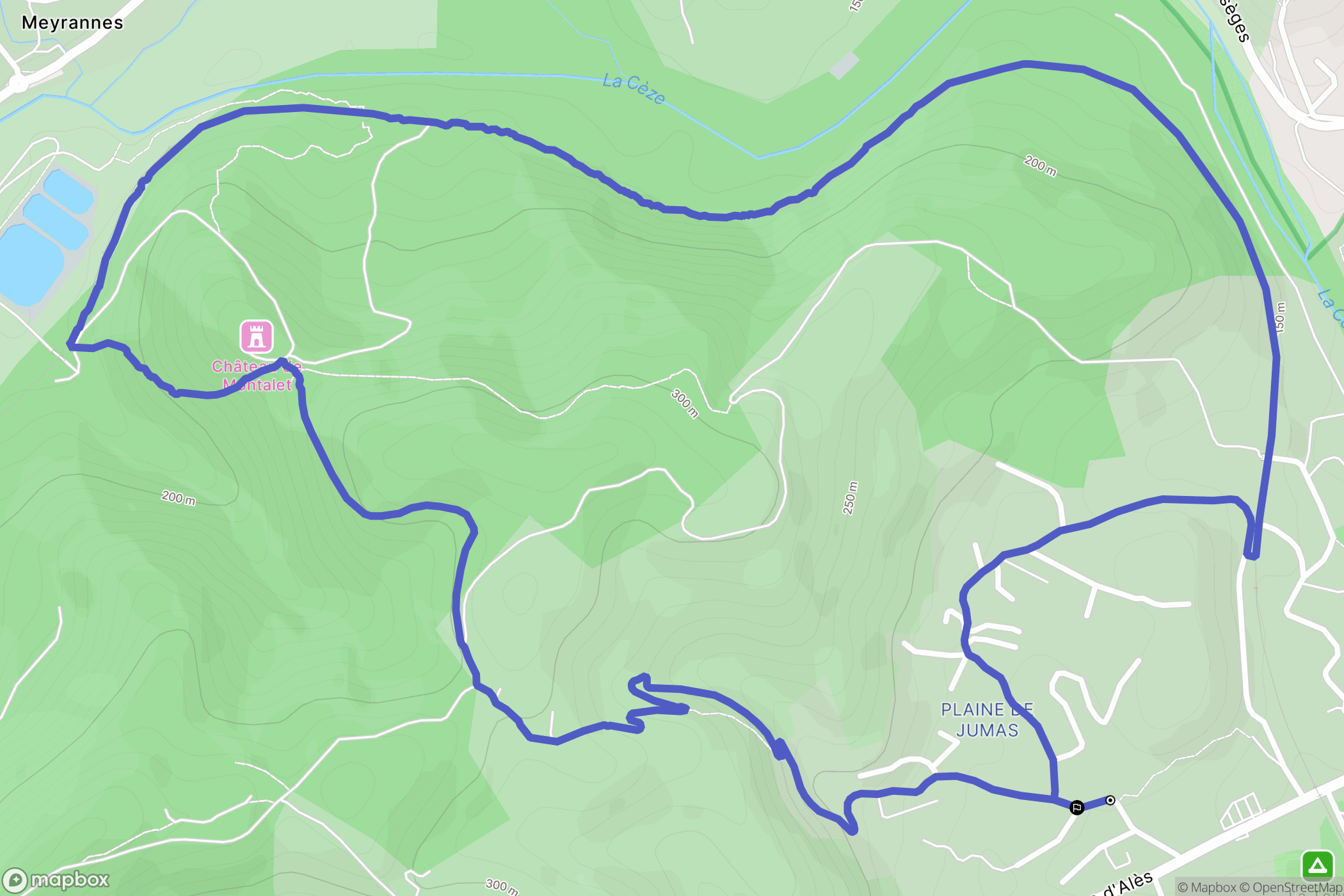 Saint-Ambroix : carte du parcours de randonnée - France