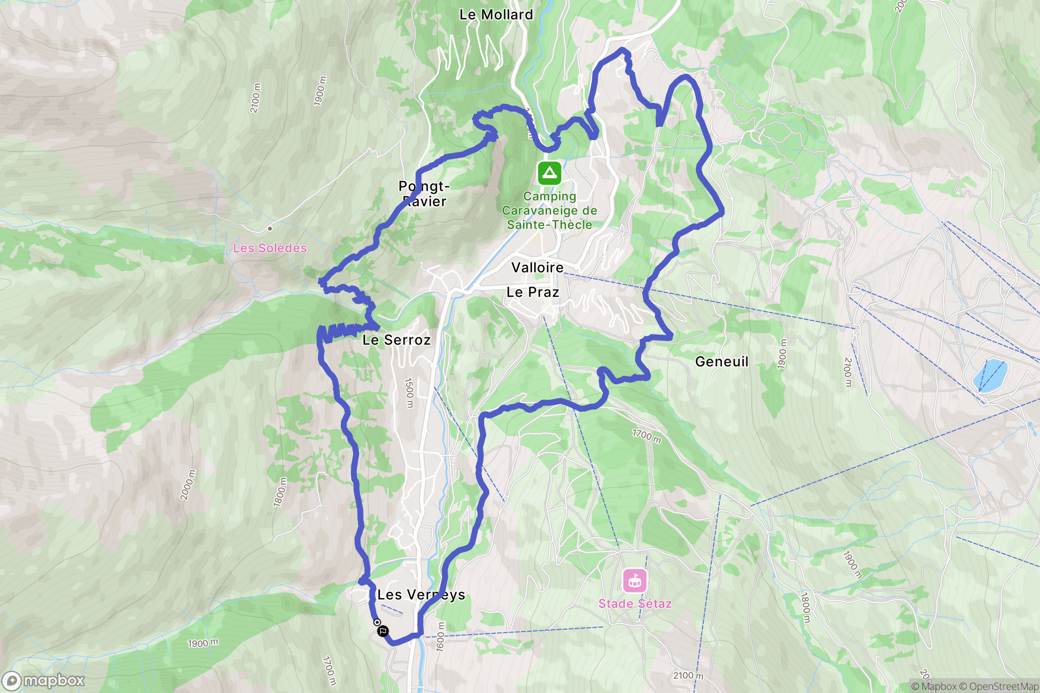 Valloire : carte du parcours de randonnée - France