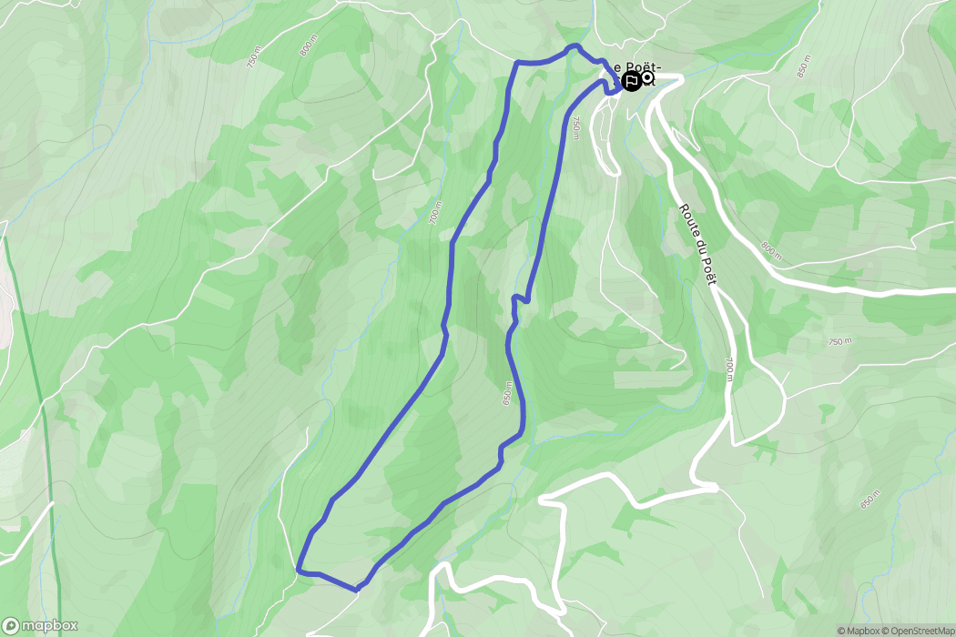 Le Poët-Sigillat : carte du parcours de randonnée - France