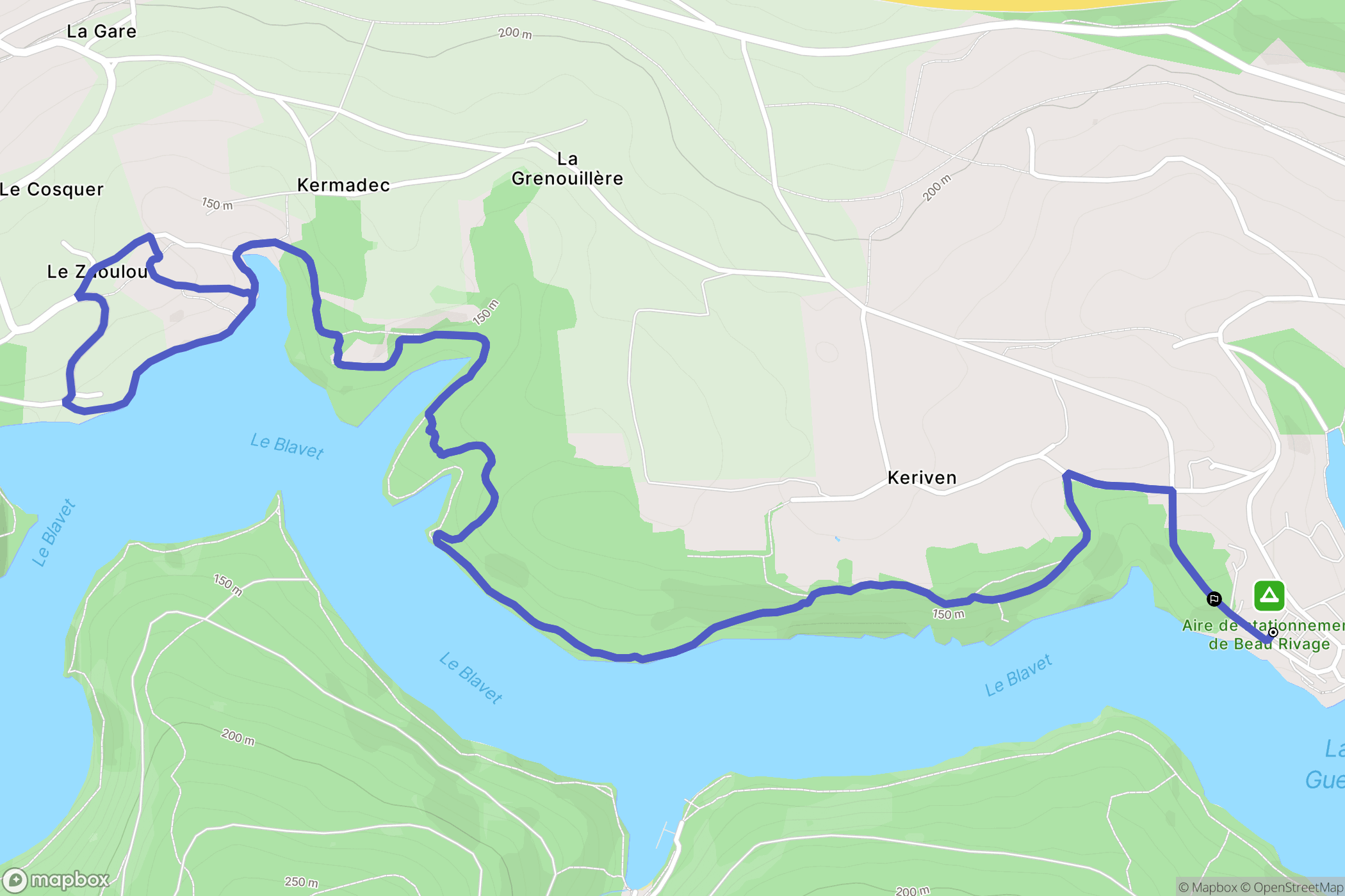 Caurel : carte du parcours de randonnée - France