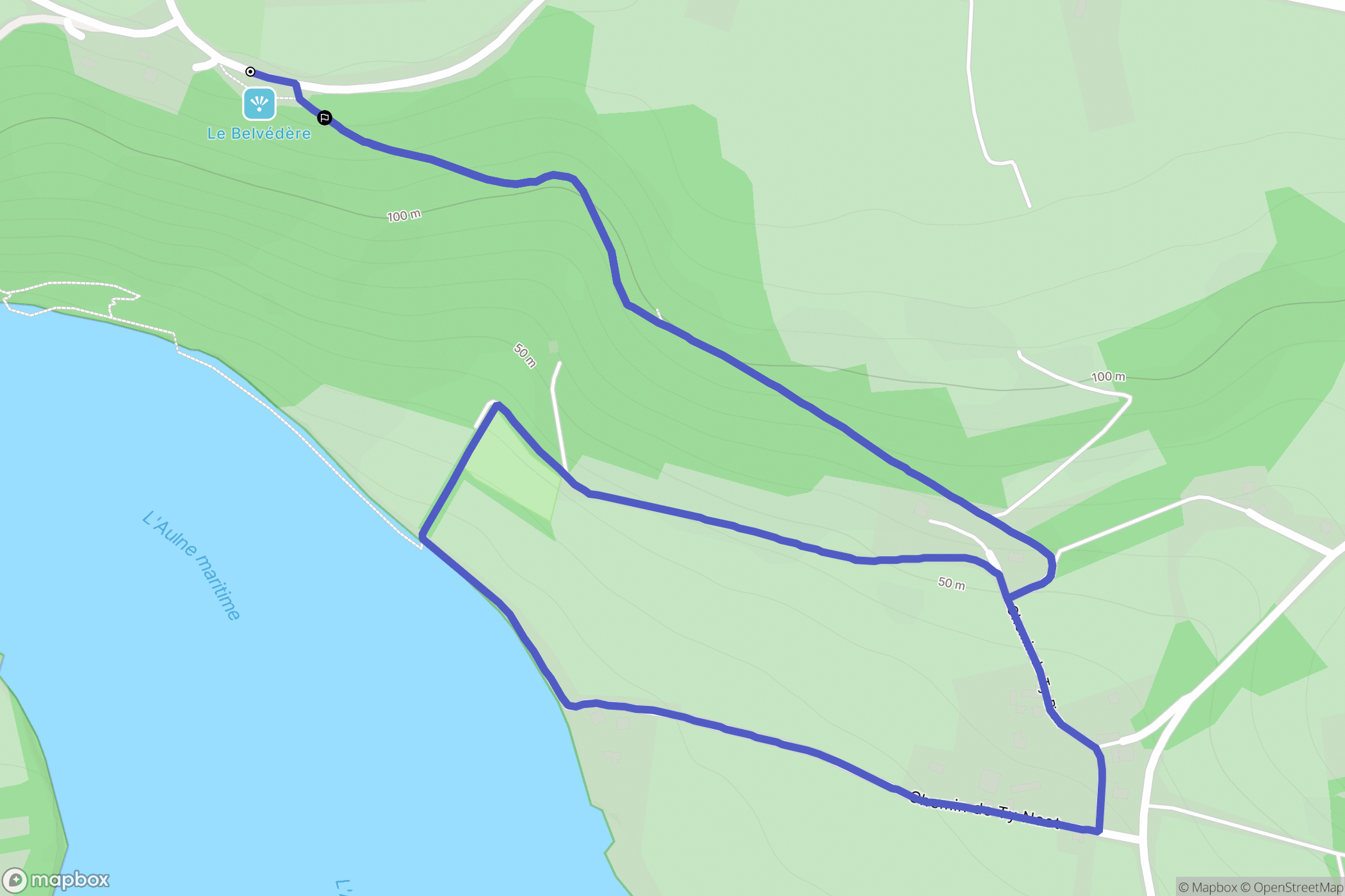 Rosnoën : carte du parcours de randonnée - France