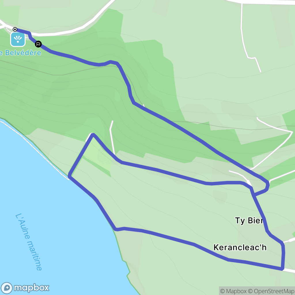Rosnoën : carte du parcours de randonnée - France