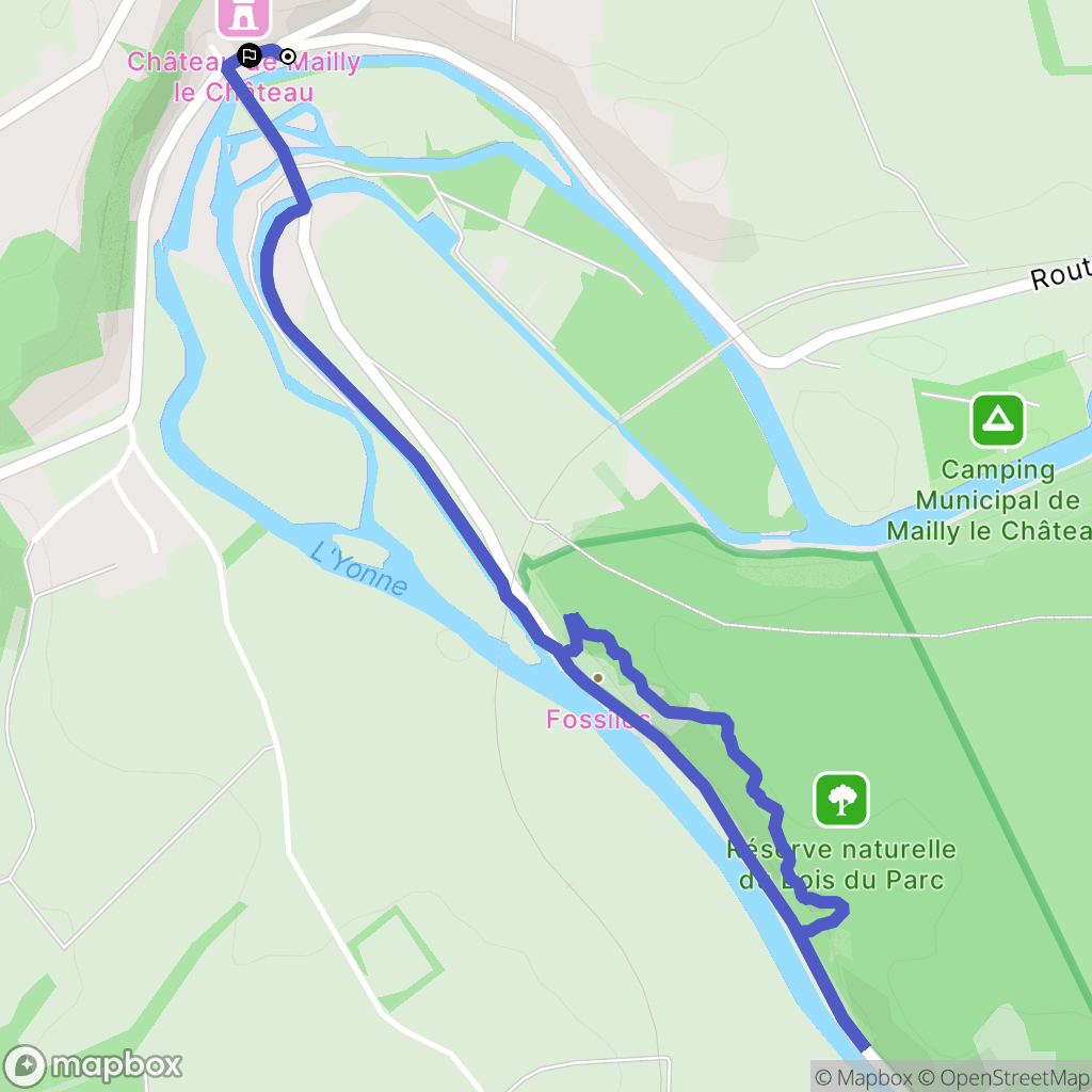 Mailly-le-Château : carte du parcours de randonnée - France