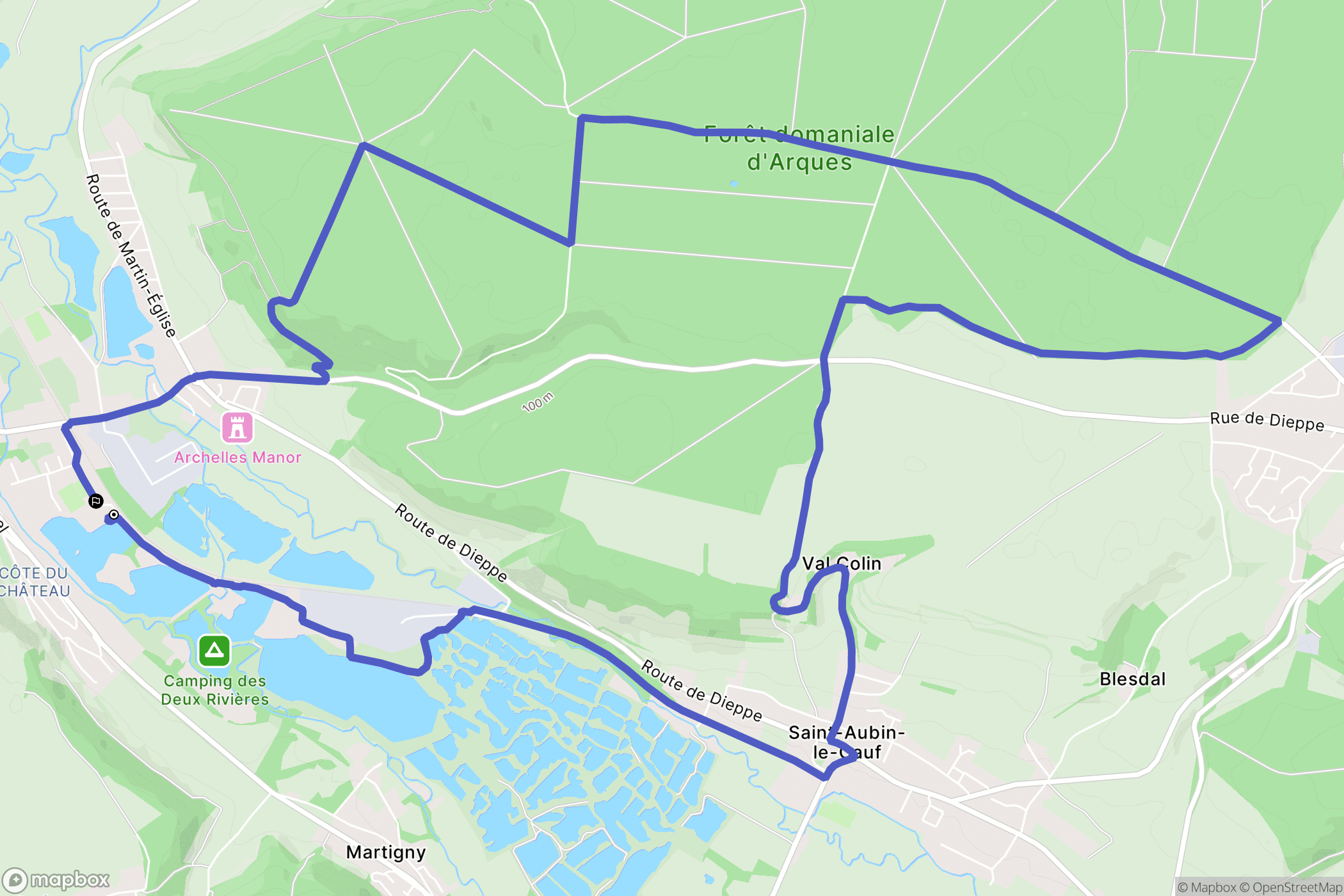 Arques-la-Bataille : carte du parcours de randonnée - France