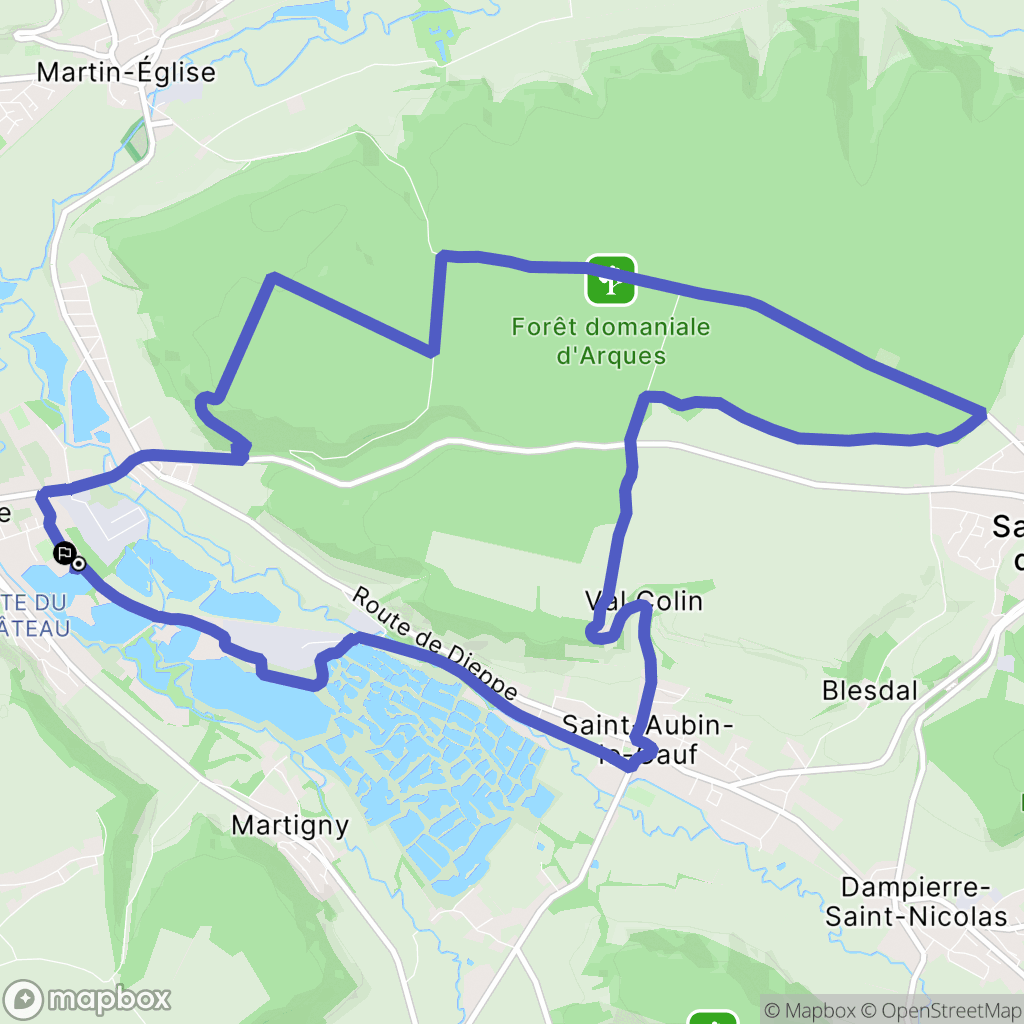Arques-la-Bataille : carte du parcours de randonnée - France
