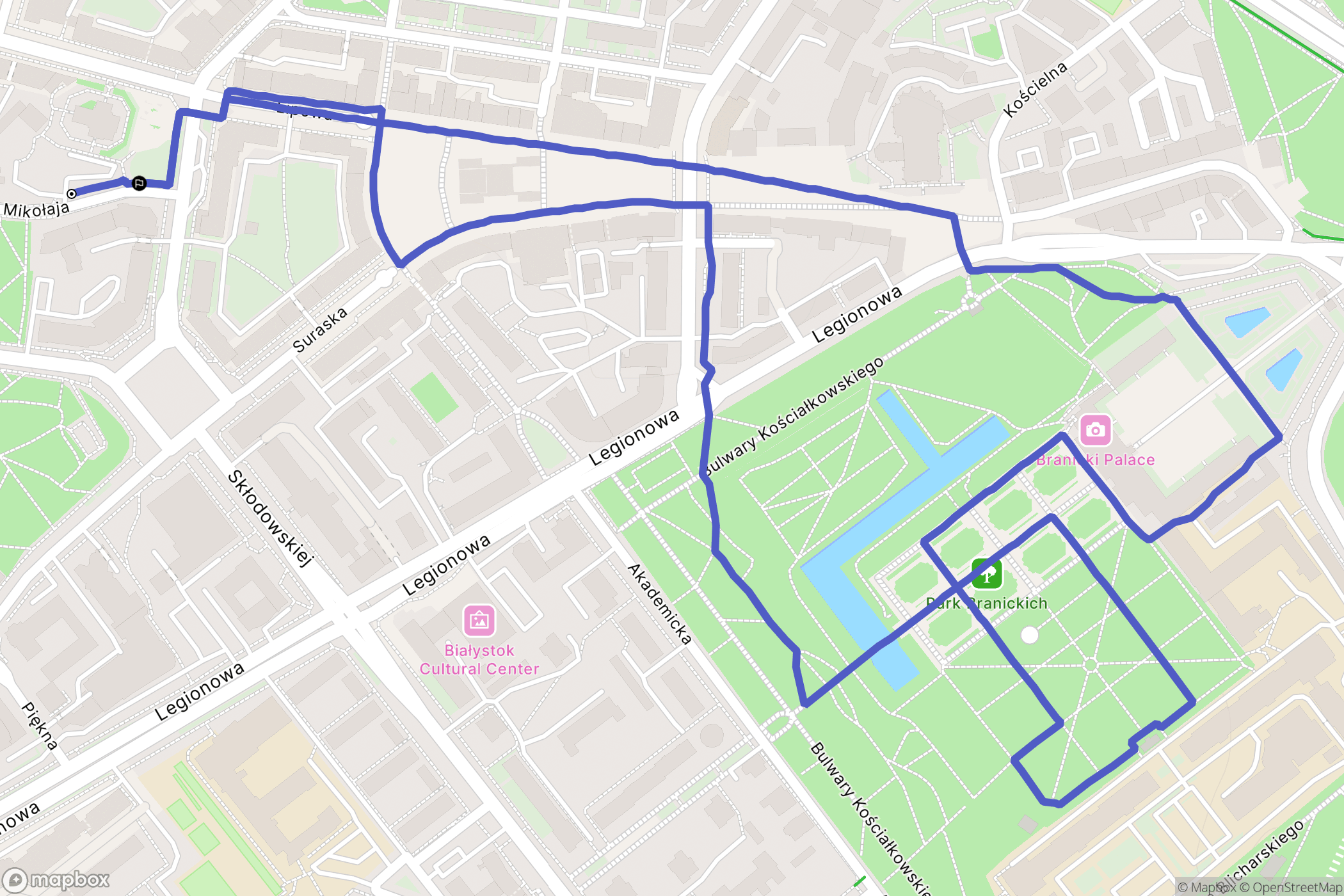 Białystok: mapa trasy - Poland