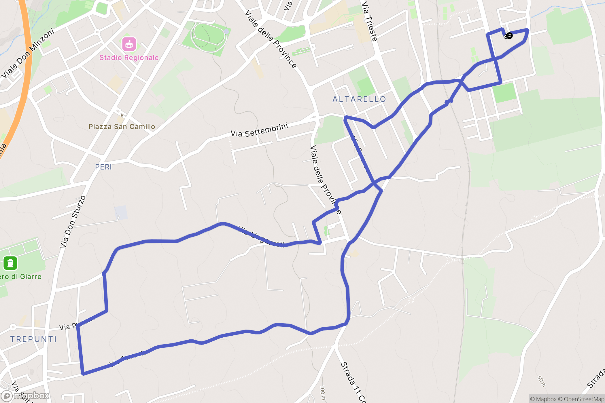 Riposto : carte du parcours de randonnée - Italy