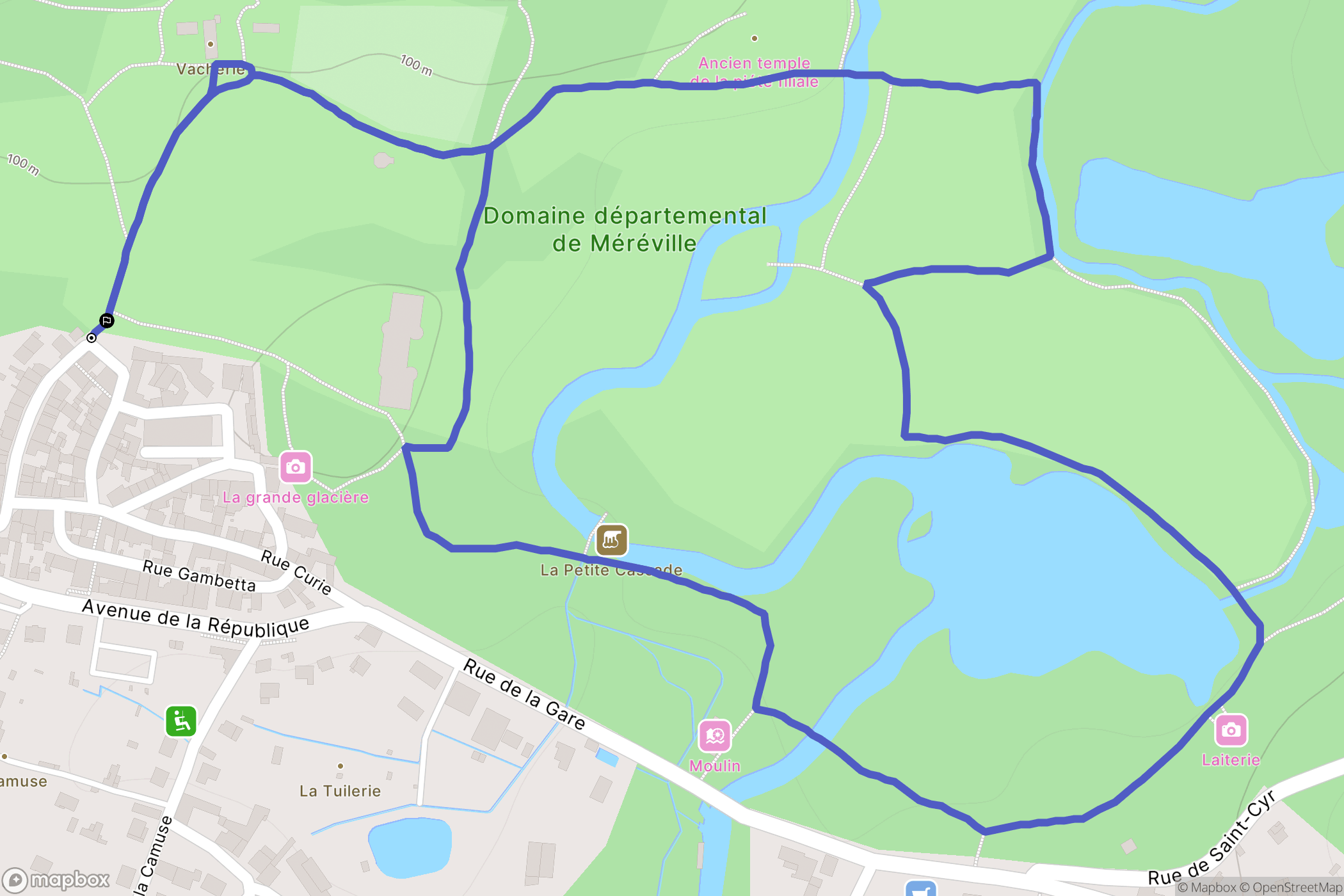 Le Mérévillois : carte du parcours de randonnée - France