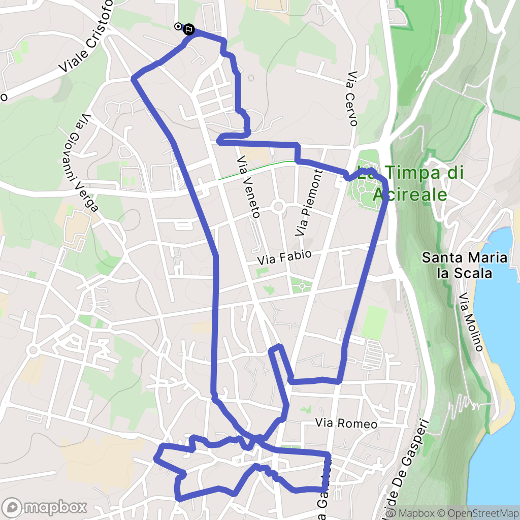 Acireale : carte du parcours de randonnée - Italy