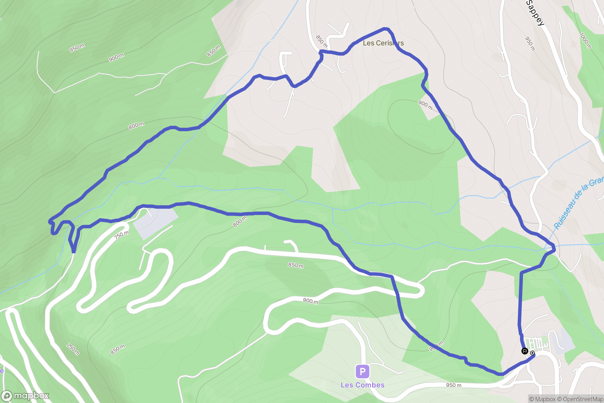 Arâches-la-Frasse : carte du parcours de randonnée - France