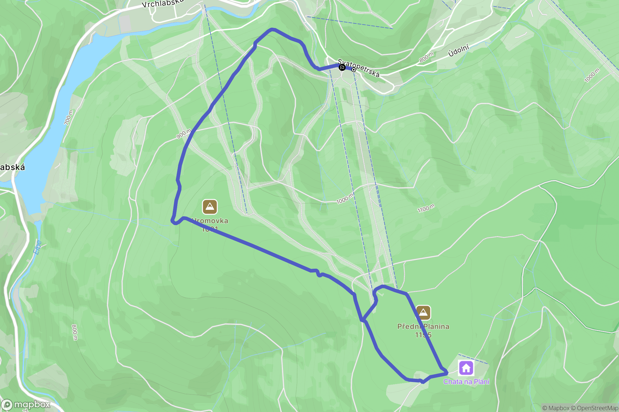Špindlerův Mlýn: mapa trasy - Czechia