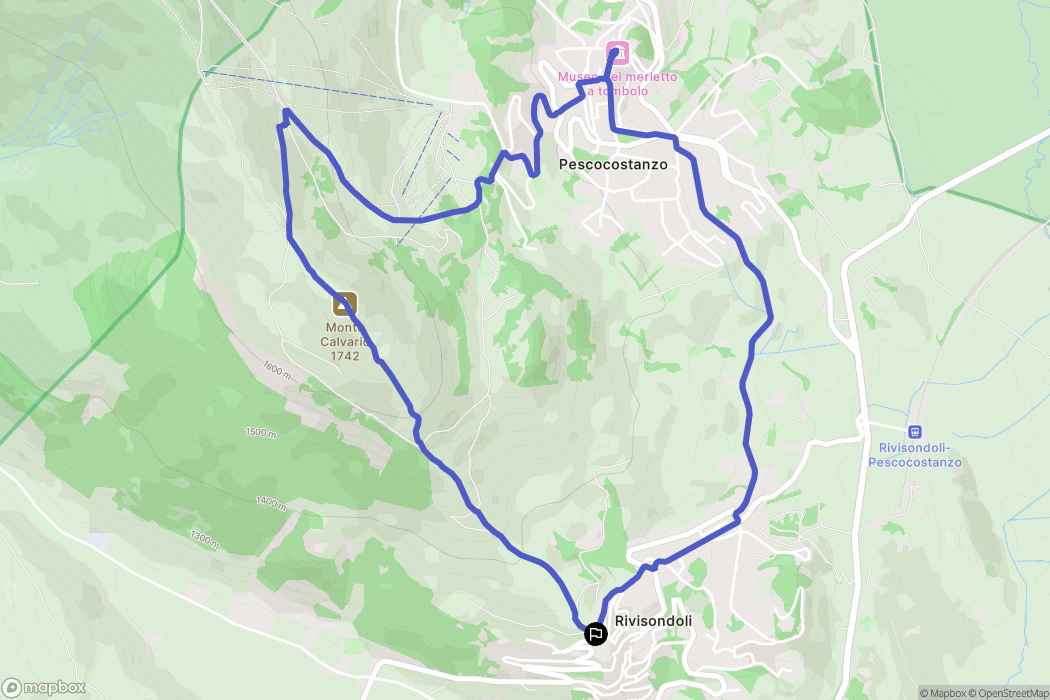 Rivisondoli : carte du parcours de randonnée - Italy