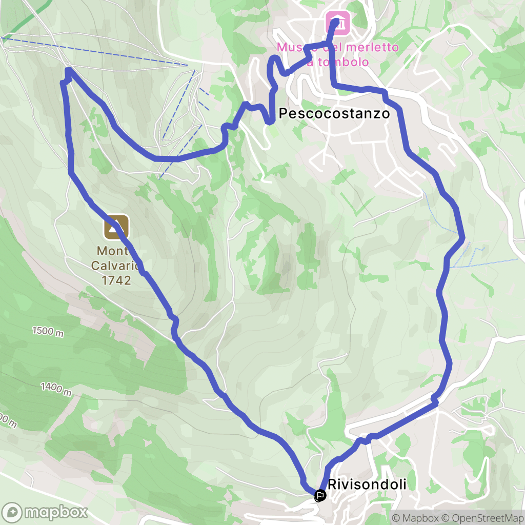 Rivisondoli : carte du parcours de randonnée - Italy