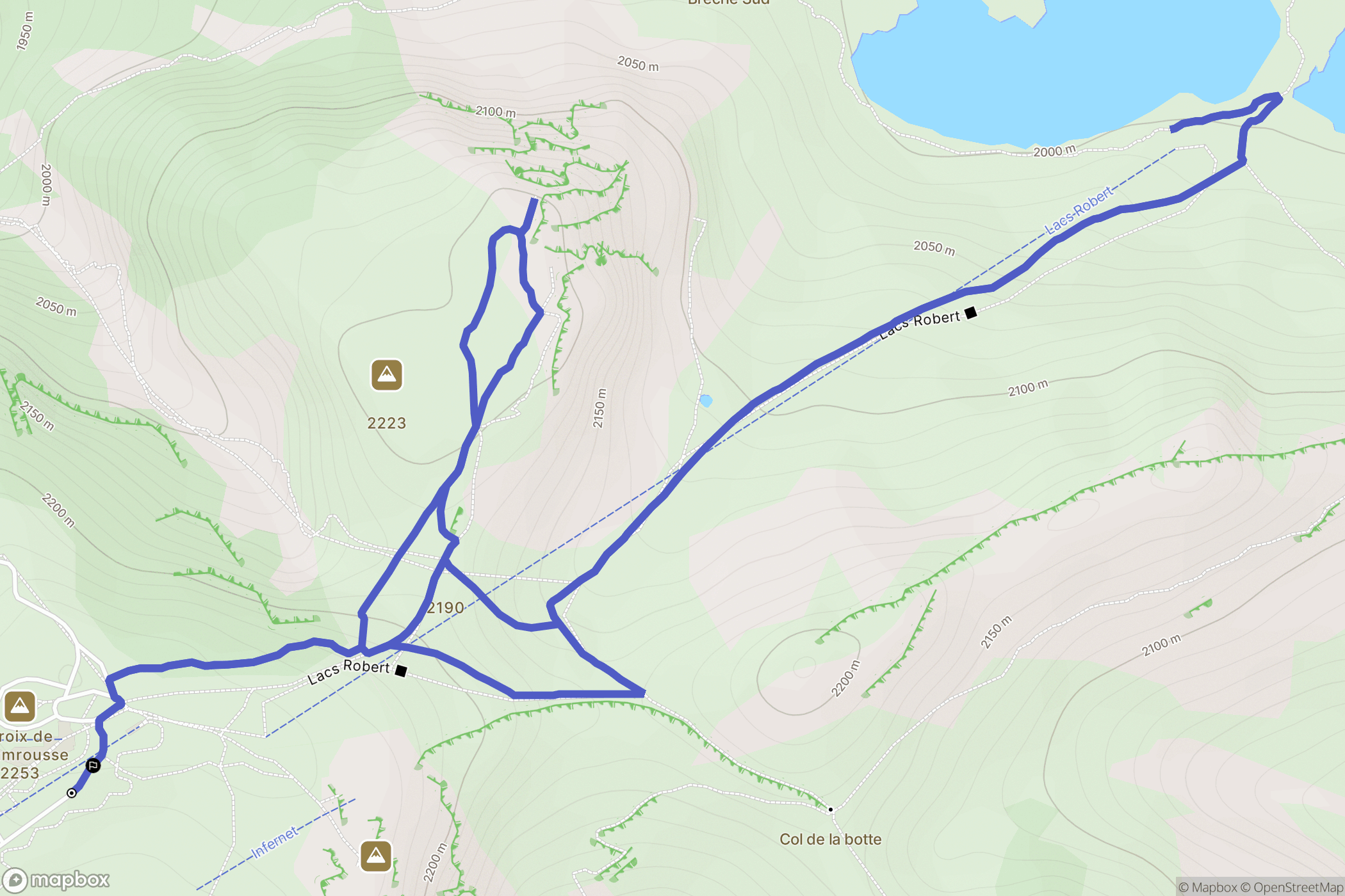 Chamrousse : carte du parcours de randonnée - France