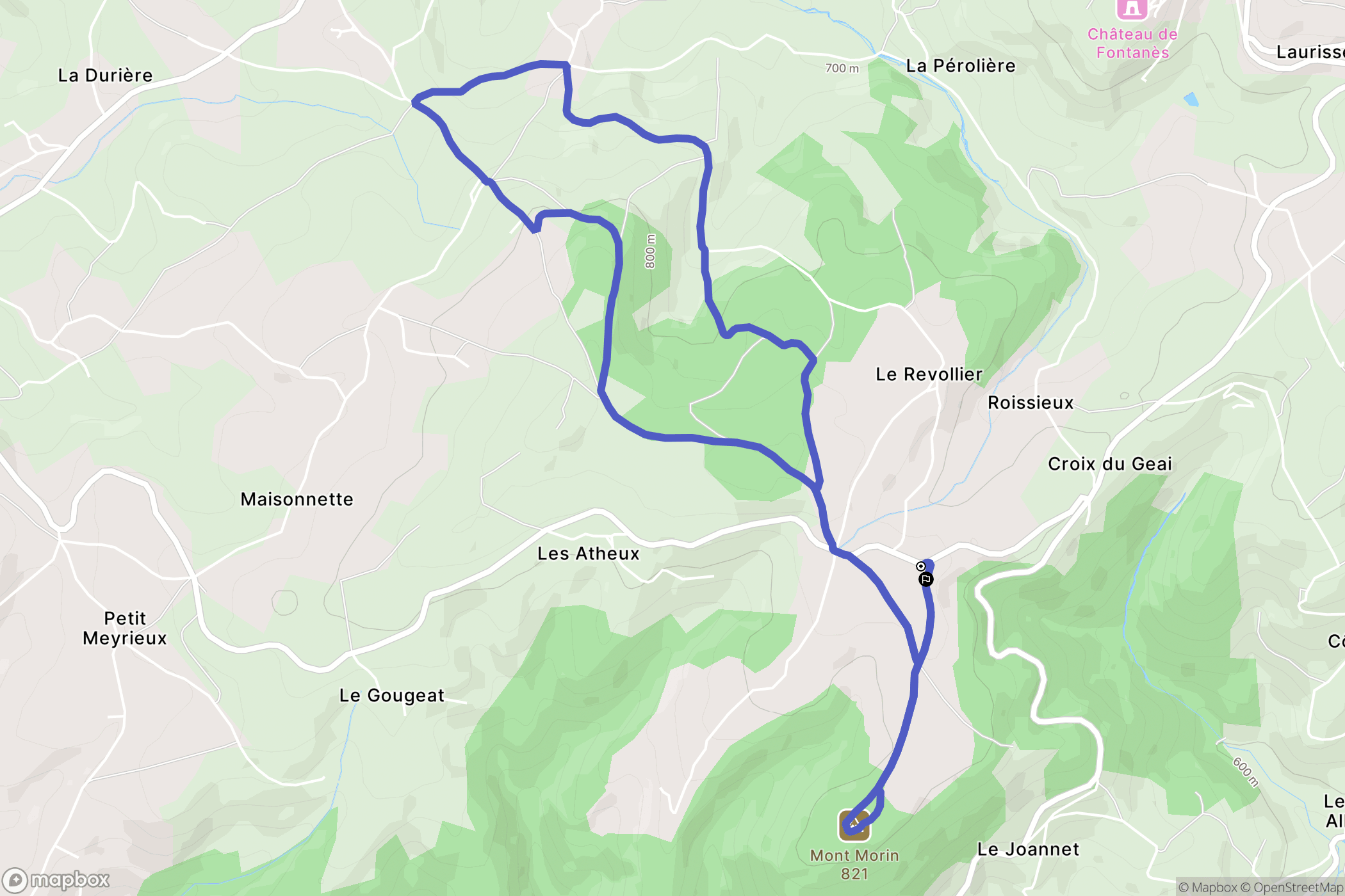Fontanès : carte du parcours de randonnée - France