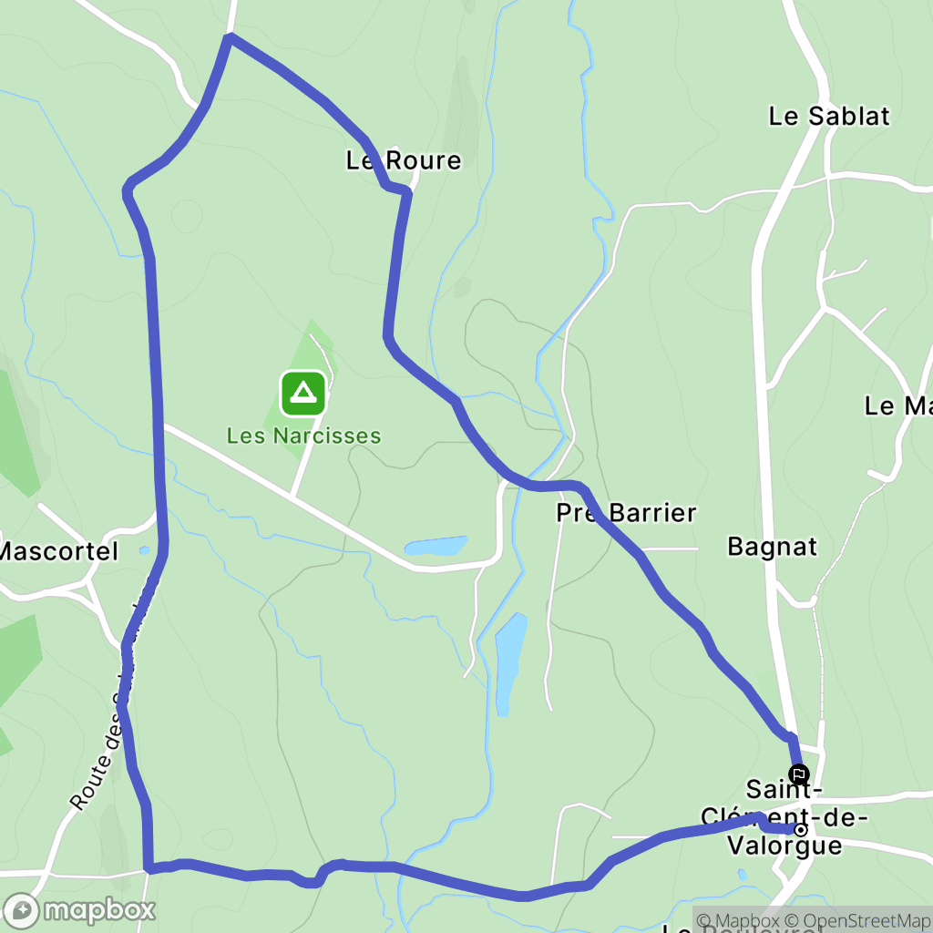 Saint-Clément-de-Valorgue : carte du parcours de randonnée - France