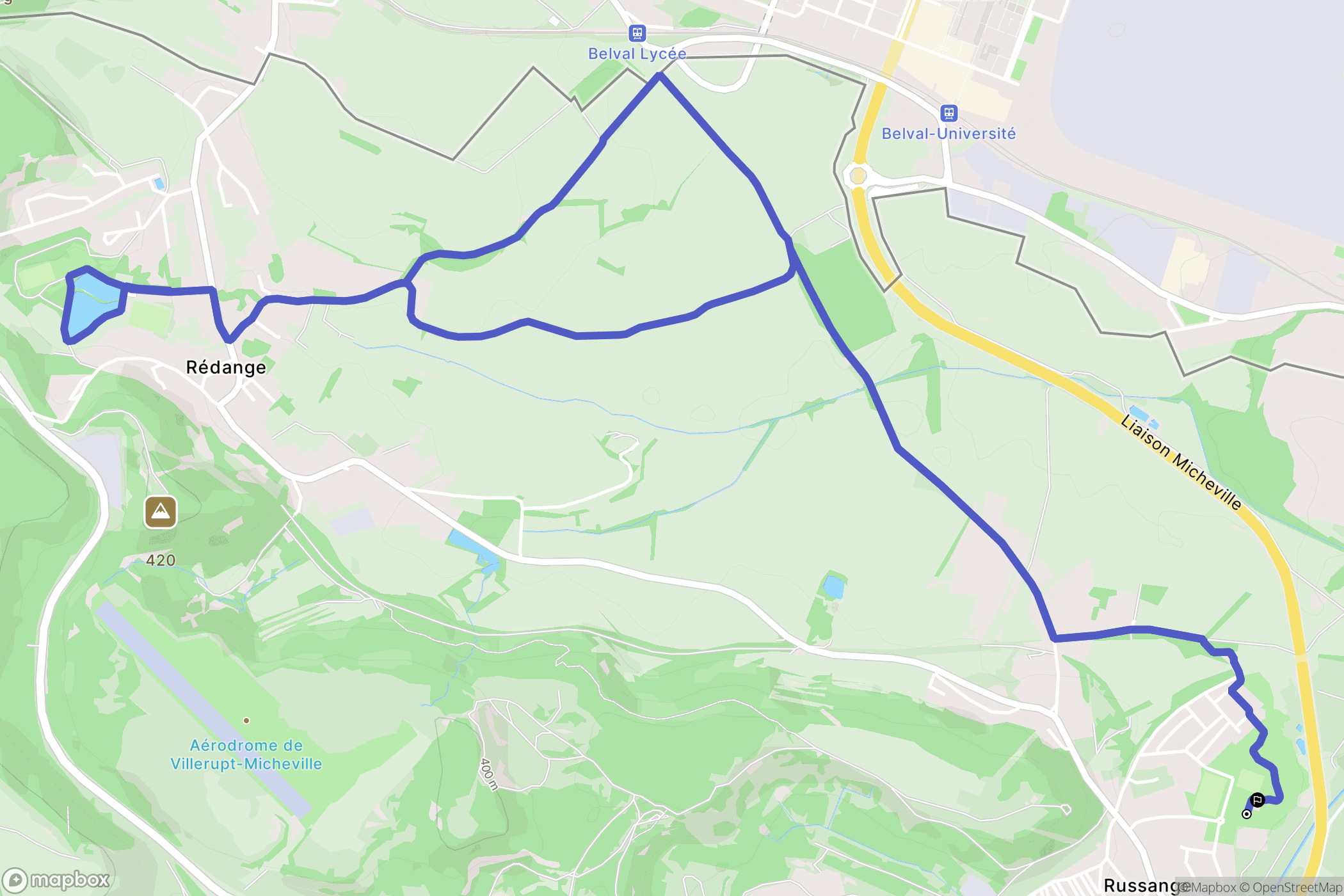 Russange : carte du parcours de randonnée - France
