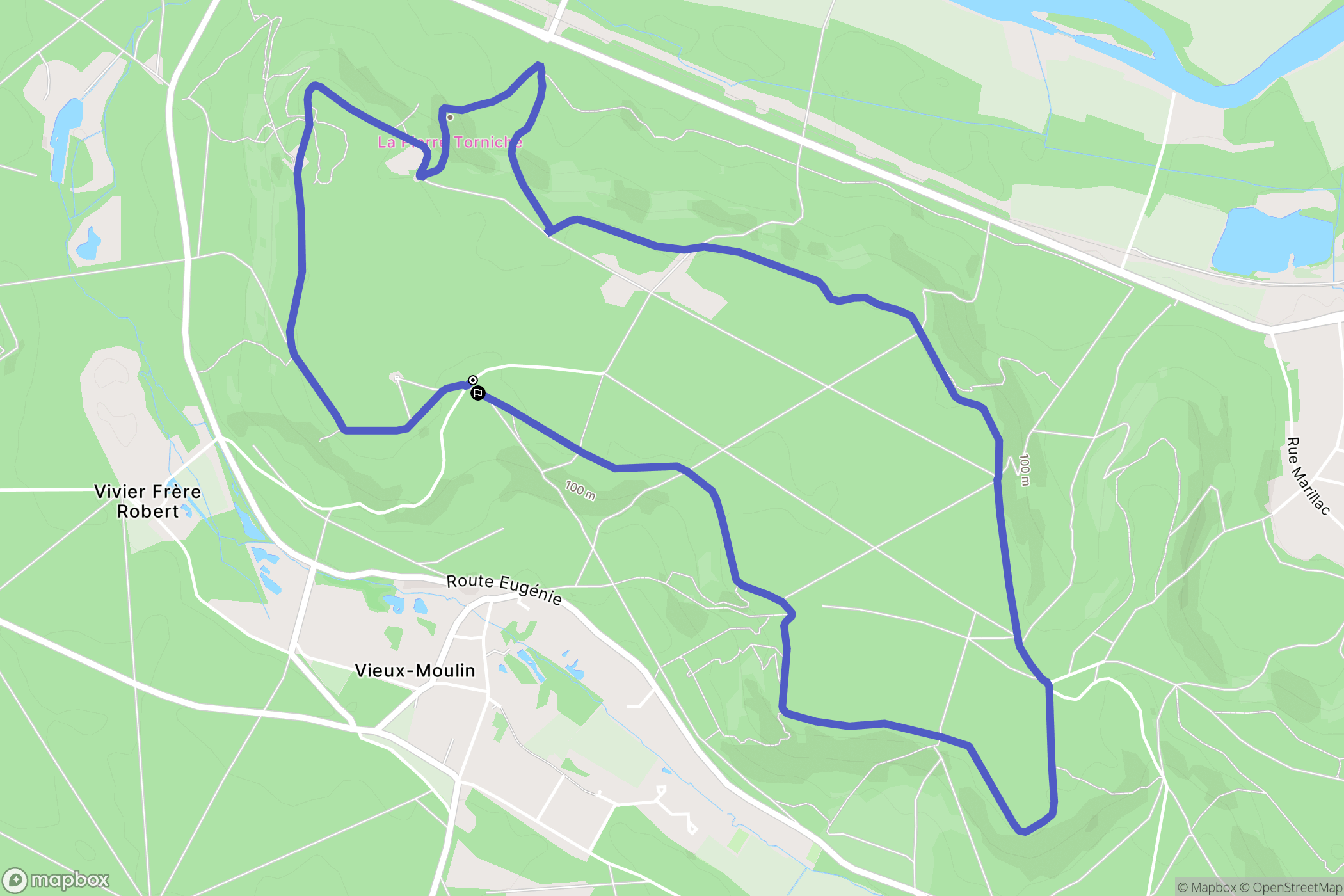 Vieux-Moulin : carte du parcours de randonnée - France