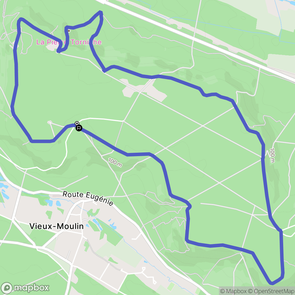 Vieux-Moulin : carte du parcours de randonnée - France