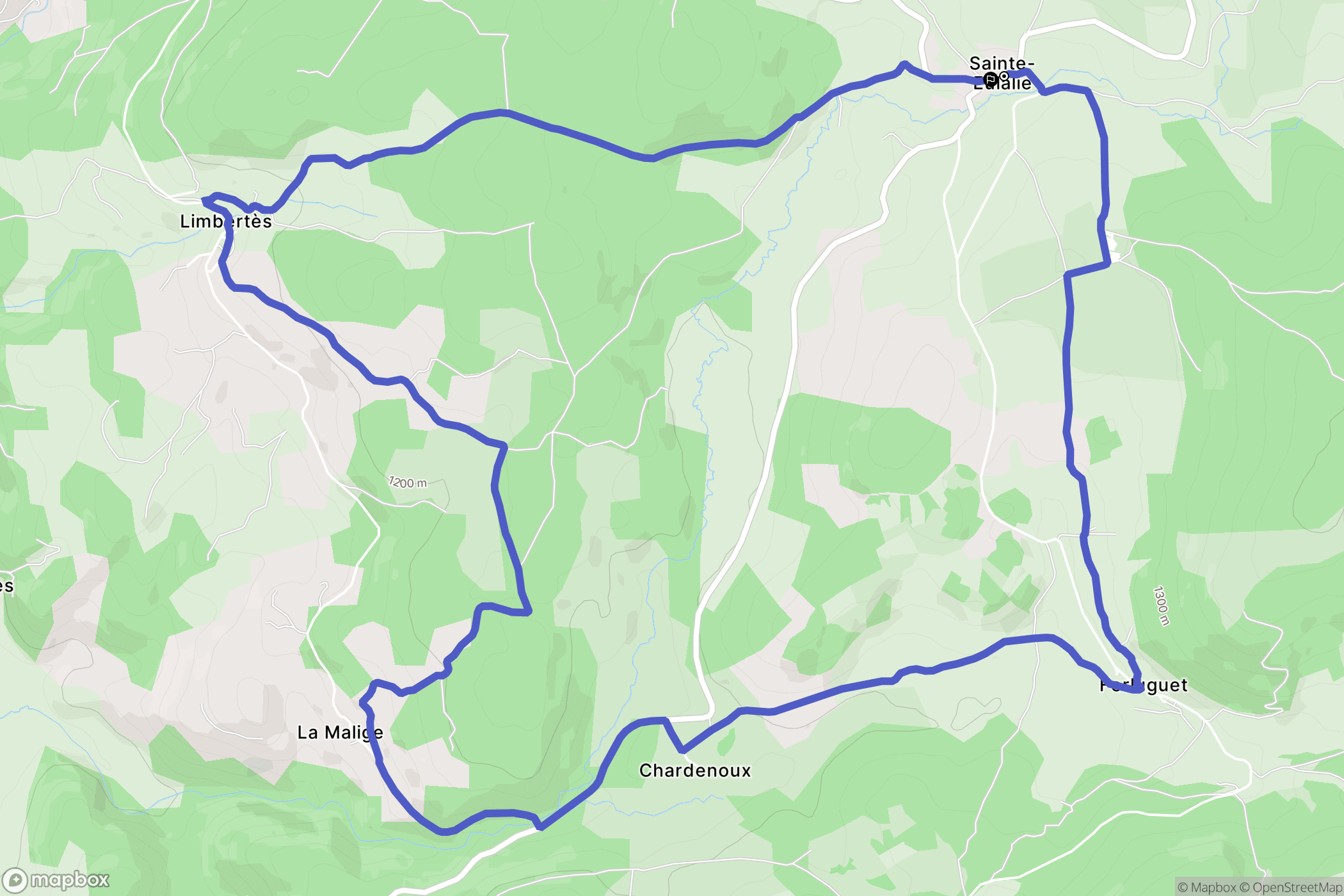 Sainte-Eulalie : carte du parcours de randonnée - France